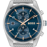 Buy Shop Hugo Boss Skytraveller Chronograph Blue Dial Silver Mesh Strap Watch for Men - 1514149 USA Online