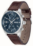 Buy Shop Hugo Boss Skytraveller Chronograph Blue Dial Brown Leather Strap Watch for Men - 1514194 USA Online