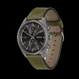 Buy Shop Hugo Boss Skytraveller Chronograph Black Dial Green Leather Strap Watch for Men - 1514148 USA Online