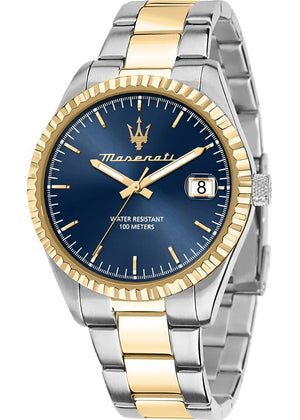 Buy Shop Maserati Competizione Blue Dial Two Tone Steel Strap Watch for Men - R8853100027 USA Online