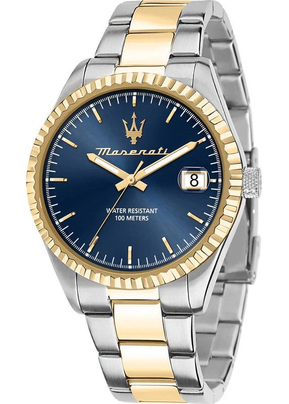 Buy Shop Maserati Competizione Blue Dial Two Tone Steel Strap Watch for Men - R8853100027 USA Online