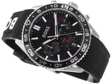 Buy Shop Hugo Boss Runner Chronograph Black Dial Black Silicone Strap Watch for Men - 1514141 USA Online