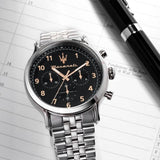 Buy Shop Maserati Epoca Chronograph Limited Edition Black Dial Silver Steel Strap Watch for Men - R8873618029 USA Online