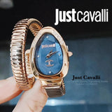 Buy Shop Just Cavalli Glam Evo 4 Blue Dial Rose Gold Steel Strap Watch for Women - JC1L229M0055 USA Online