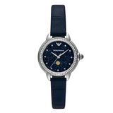 Buy Shop Emporio Armani Mia Moonphase Blue Dial Blue Leather Strap Watch for Women - AR11629 USA Online