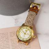 Buy Shop Tory Burch The Tory Chronograph White Dial Maroon Jacquard Strap Watch for Women - TBW1050 USA Online