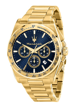 Buy Shop Maserati Velocità Chronograph Blue Dial Gold Steel Strap Watch for Men - R8873652002 USA Online