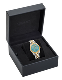 Buy Shop Versace V-Code Analog Turquoise Dial Two Tone Steel Strap Watch for Women - VE8I00524 USA Online