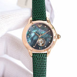 Buy Shop Emporio Armani Mia Meccanico Mother of Pearl Dial Green Leather Strap Watch for Women - AR60073 USA Online