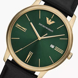 Buy Shop Emporio Armani Minimalist Green Dial Black Leather Strap Watch for Men - AR11601 USA Online