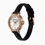 Buy Shop Emporio Armani Mia Mother of Pearl Dial Black Leather Strap Watch for Women - AR11598 USA Online