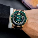 Buy Shop Citizen Mechanical Automatic Green Dial Brown Leather Strap Watch for Men - NJ0173-18X USA Online