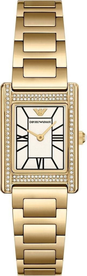 Buy Shop Emporio Armani Genni Crystals Mother of Pearl Dial Gold Steel Strap Watch for Women - AR11659 USA Online