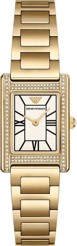 Buy Shop Emporio Armani Genni Crystals Mother of Pearl Dial Gold Steel Strap Watch for Women - AR11659 USA Online