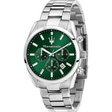Buy Shop Maserati Attrazione Chronograph Green Dial Silver Steel Strap Watch for Men - R8853151011 USA Online