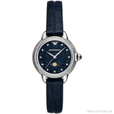 Buy Shop Emporio Armani Mia Moonphase Blue Dial Blue Leather Strap Watch for Women - AR11629 USA Online