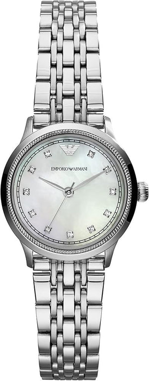 Buy Shop Emporio Armani Alpha Mother of Pearl Dial Silver Steel Strap Watch for Women - AR1803 USA Online