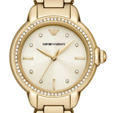Buy Shop Emporio Armani Mia Crystals Gold Dial Gold Steel Strap Watch for Women - AR11609 USA Online