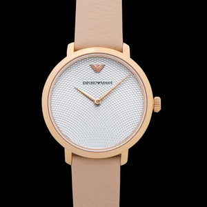 Buy Shop Emporio Armani Modern Silver Dial Pink Leather Strap Watch for Women - AR11160 USA Online