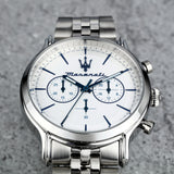 Buy Shop Maserati Epoca Chronograph White Dial Silver Steel Strap Watch for Men - R8873618034 USA Online