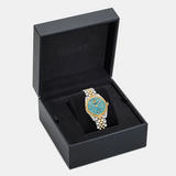 Buy Shop Versace V-Code Analog Turquoise Dial Two Tone Steel Strap Watch for Women - VE8I00524 USA Online