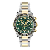 Buy Shop Versace Greca Dome Chronograph Green Dial Two Tone Steel Strap Watch for Men - VE6K00423 USA Online