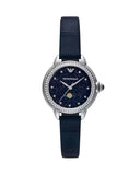 Buy Shop Emporio Armani Mia Moonphase Blue Dial Blue Leather Strap Watch for Women - AR11629 USA Online