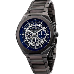 Buy Shop Maserati Stile Skeleton Chronograph Blue Dial Grey Steel Strap Watch for Men - R8873642012 USA Online