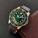 Buy Shop Citizen Mechanical Automatic Green Dial Brown Leather Strap Watch for Men - NJ0173-18X USA Online