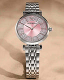 Buy Shop Emporio Armani Gianni T-Bar Pink Dial Silver Steel Strap Watch for Women - AR11686 USA Online