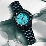 Buy Shop Emporio Armani Sea Explorer Turquoise Blue Dial Black Steel Strap Watch for Men - AR60084 USA Online