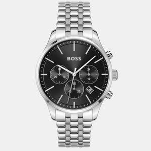 Buy Shop Hugo Boss Avery Chronograph Black Dial Silver Steel Strap Watch for Men - 1514157 USA Online