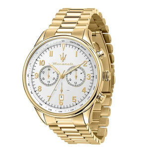 Buy Shop Maserati Tradizione Chronograph White Dial Gold Steel Strap Watch for Men - R8873646003 USA Online