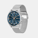 Buy Shop Hugo Boss Skytraveller Chronograph Blue Dial Silver Mesh Strap Watch for Men - 1514149 USA Online