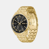 Buy Shop Hugo Boss Skytraveller Chronograph Black Dial Gold Steel Strap Watch for Men - 1514152 USA Online