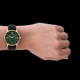 Buy Shop Emporio Armani Minimalist Green Dial Black Leather Strap Watch for Men - AR11601 USA Online