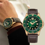 Buy Shop Citizen Mechanical Automatic Green Dial Brown Leather Strap Watch for Men - NJ0173-18X USA Online
