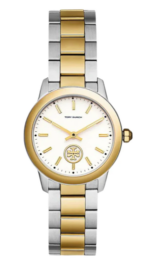 Buy Shop Tory Burch Collins White Dial Two Tone Steel Strap Watch for Women - TBW1306 USA Online