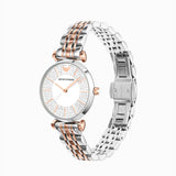 Buy Shop Emporio Armani Gianni T Bar Silver Dial Two Tone Steel Strap Watch for Women - AR11537 USA Online