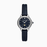 Buy Shop Emporio Armani Mia Moonphase Blue Dial Blue Leather Strap Watch for Women - AR11629 USA Online