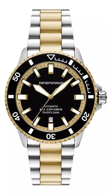 Buy Shop Emporio Armani Sea Explorer Black Dial Two Tone Steel Strap Watch for Men - AR60089 USA Online