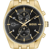 Buy Shop Hugo Boss Skytraveller Chronograph Black Dial Gold Steel Strap Watch for Men - 1514152 USA Online