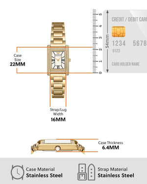 Buy Shop Emporio Armani Genni Crystals Mother of Pearl Dial Gold Steel Strap Watch for Women - AR11659 USA Online