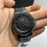 Buy Shop Hugo Boss Taper Chronograph Black Dial Black Steel Strap Watch for Men - 1514088 USA Online