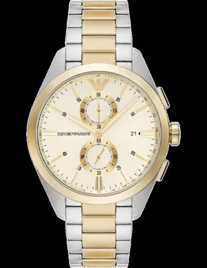 Buy Shop Emporio Armani Elegant Chronograph Cream Dial Two Tone Steel Strap Watch for Men - AR11605 USA Online