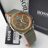Buy Shop Hugo Boss Cloud Chronograph Olive Green Dial Green Leather Strap Watch for Men - 1514018 USA Online