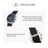 Buy Shop Maserati Attraction Limited Edition Chronograph Blue Dial Brown Leather Strap Watch for Men - R8851151003 USA Online