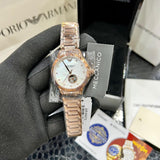Buy Shop Emporio Armani Mia Meccanico Mother of Pearl Dial Rose Gold Steel Strap Watch for Women - AR60072 USA Online