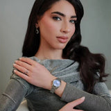 Seiko Diamond Blue Dial Silver Steel Strap Watch for Women - SUR581P1