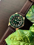 Buy Shop Citizen Mechanical Automatic Green Dial Brown Leather Strap Watch for Men - NJ0173-18X USA Online